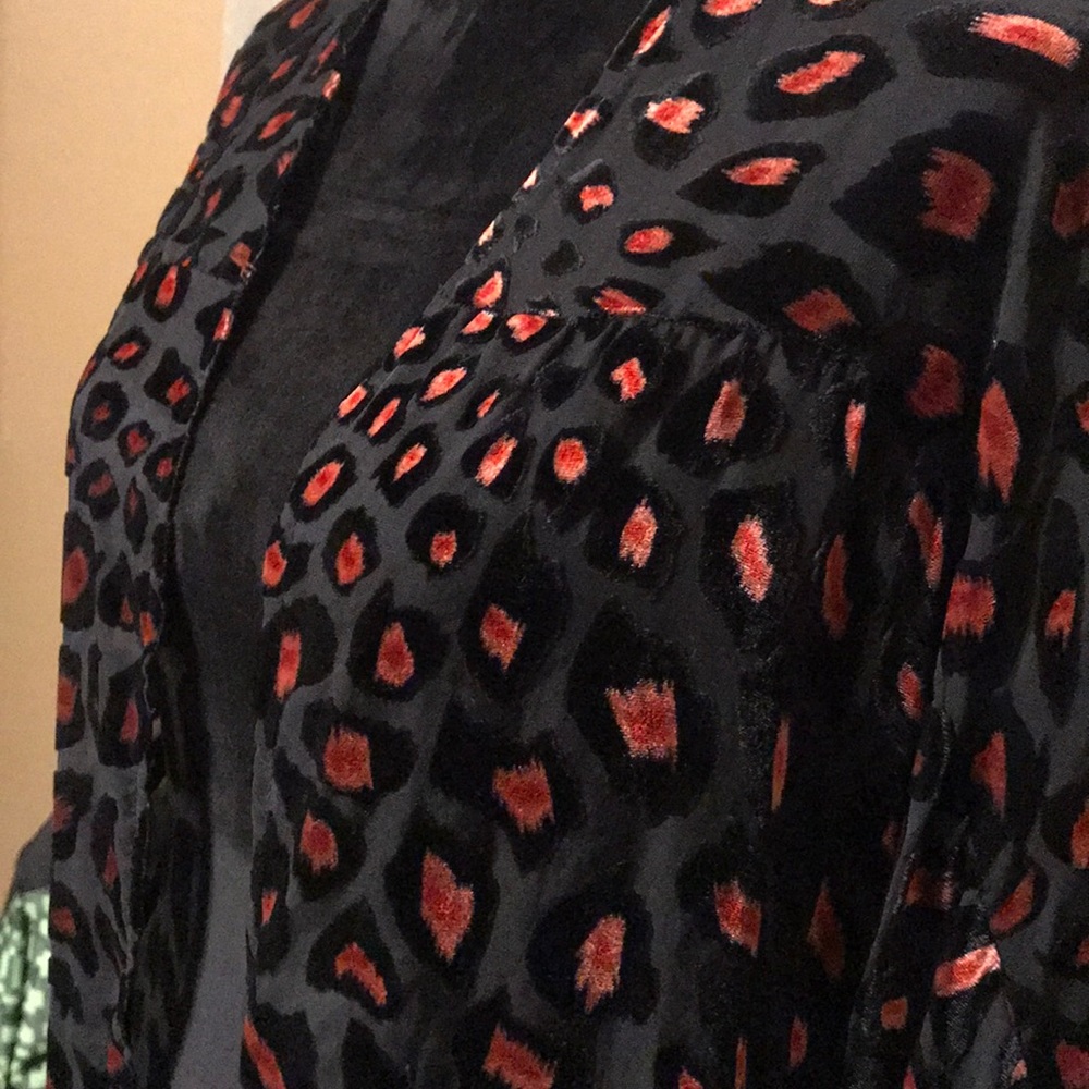 Black velvet fringe kimono